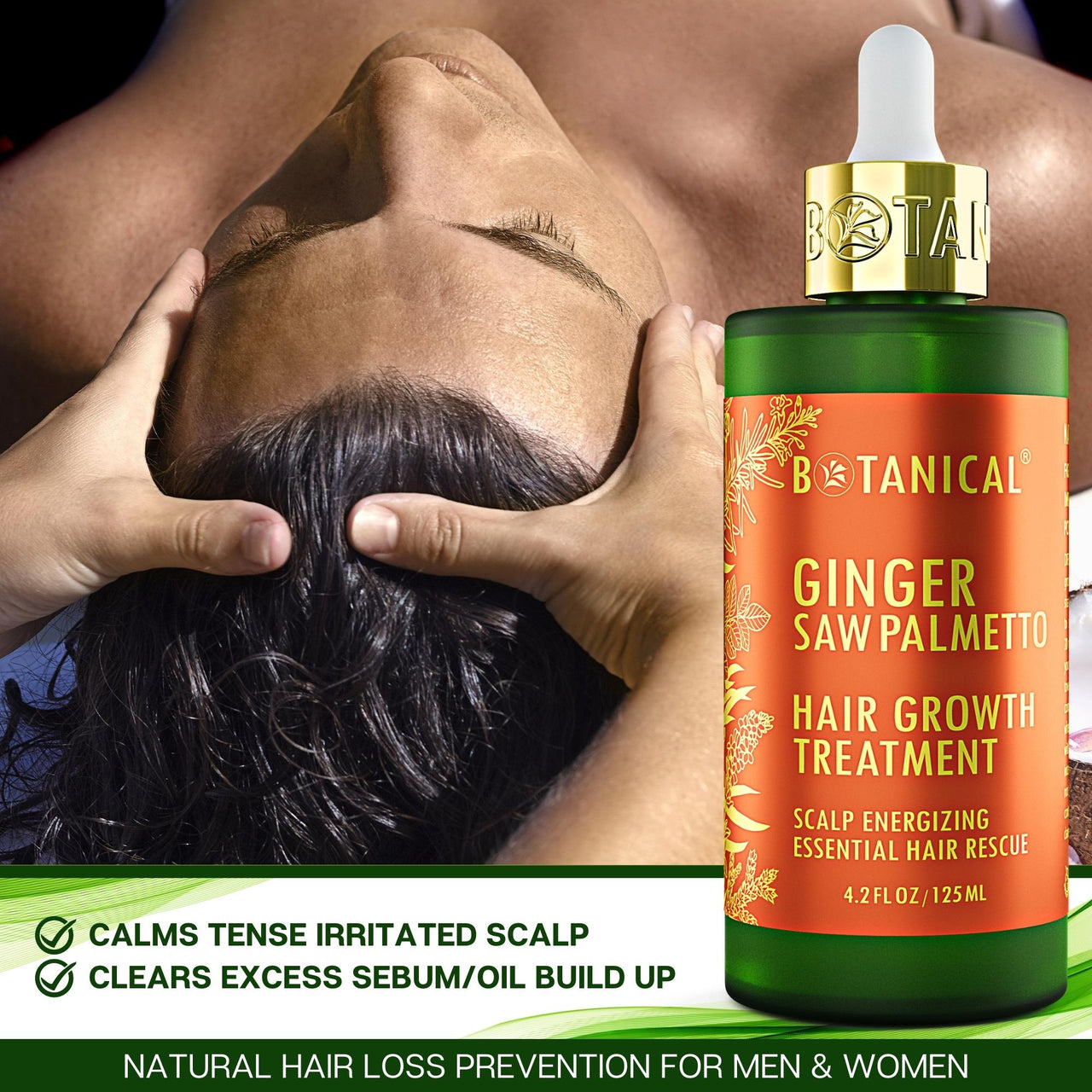 Ginger & Saw Palmetto Hair Growth Treatment - Scalp Energizing - 4.2 Fl Oz