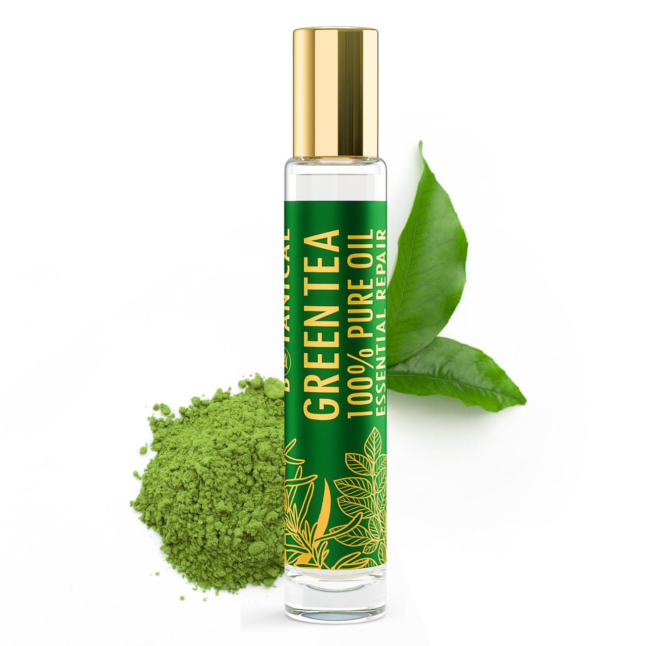 Green Tea Essential Oil for Aromatherapy & Skin Treatment for Breakouts, Stop Bug Bites Itch - Roller Travel 0.33Fl Oz