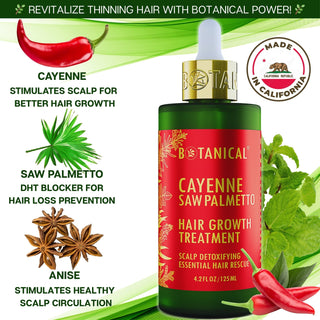 Cayenne and saw palmetto hair growth treatment head spa detox by Botanical Green Lab
