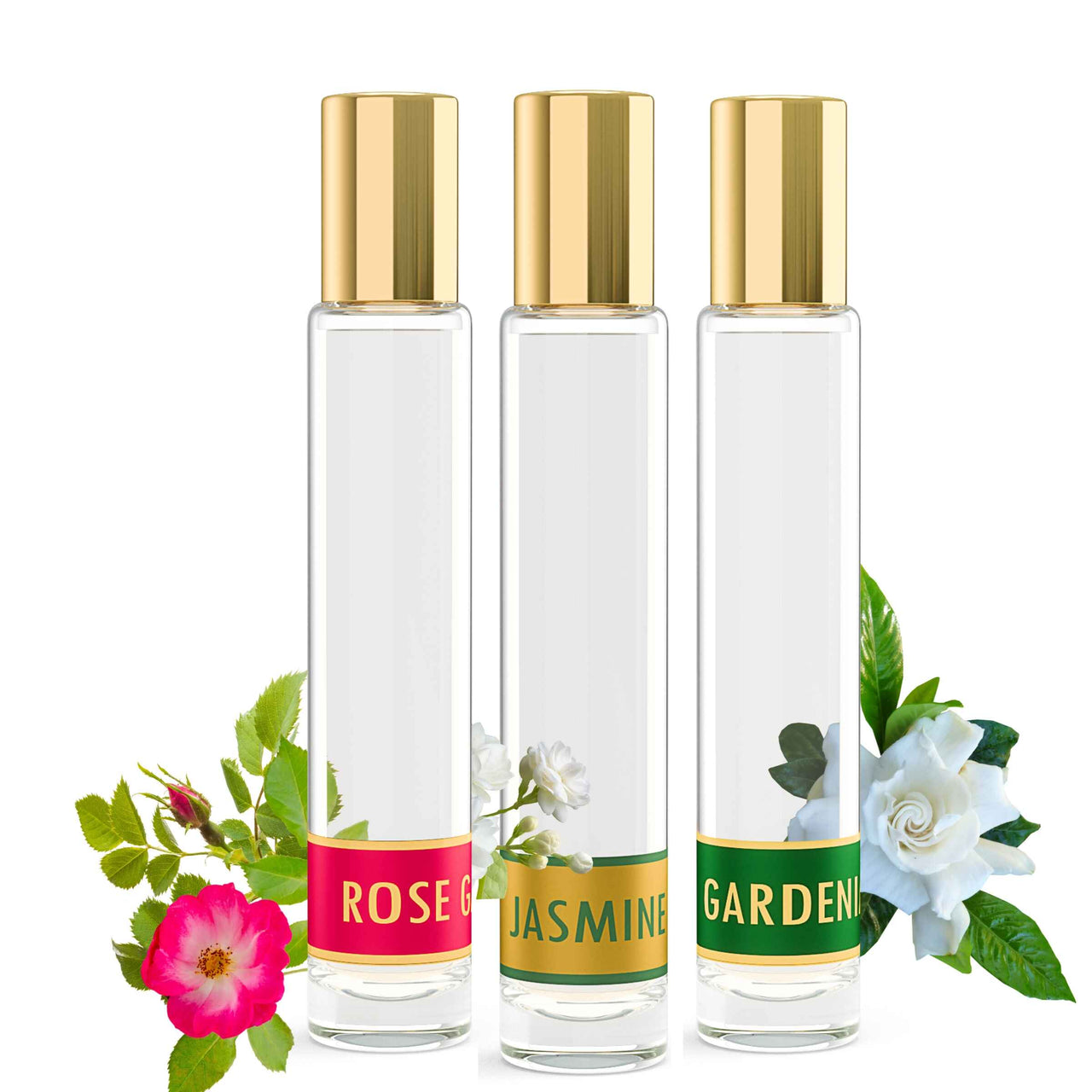 Roll-On Perfume Oil Collection - Rose Garden, Gardenia Bloom & Jasmine Blossom