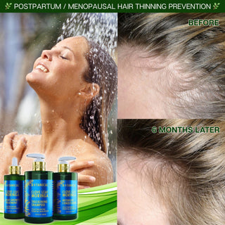 Botanical Clove Leaf Moringa Thickening Shampoo for women hair loss prevention before-and-after hair images