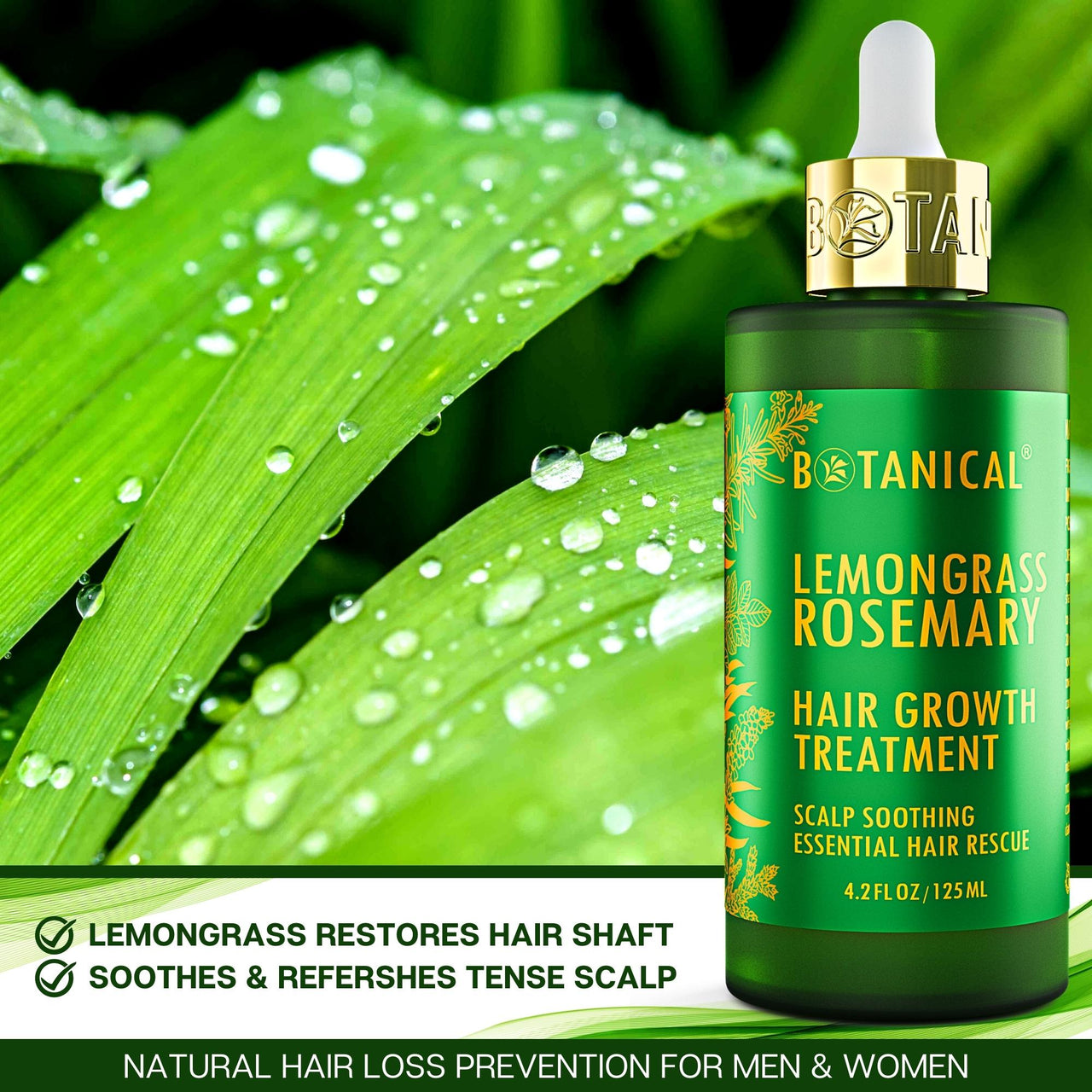 Lemongrass & Rosemary Hair Growth Treatment - Scalp Soothing - 4.2 Fl Oz
