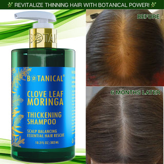 Botanical Clove Leaf Moringa Thickening Shampoo for hair loss before and after 