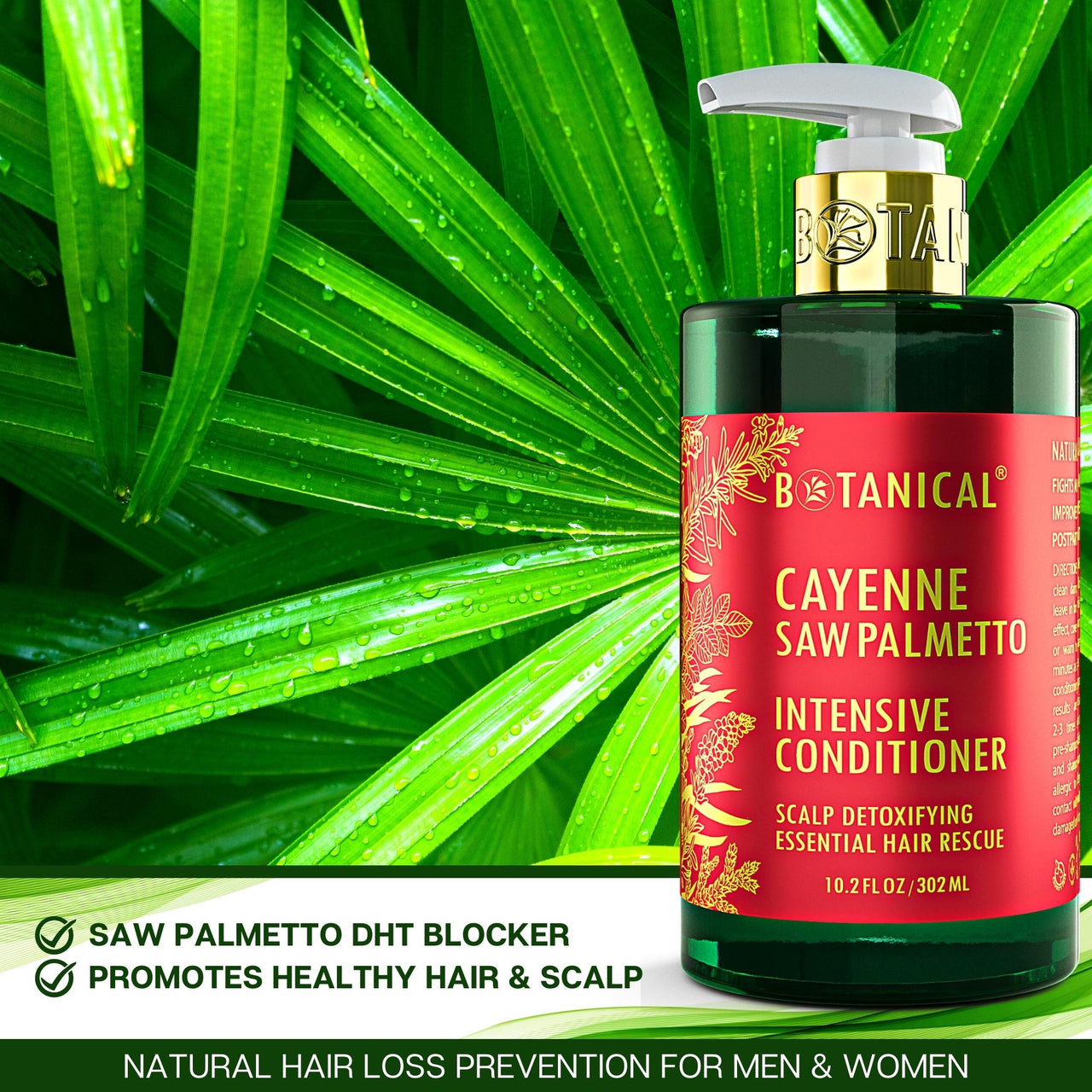 Cayenne & Saw Palmetto Conditioner For Thinning Hair - Scalp Detox - 10.2 Fl Oz
