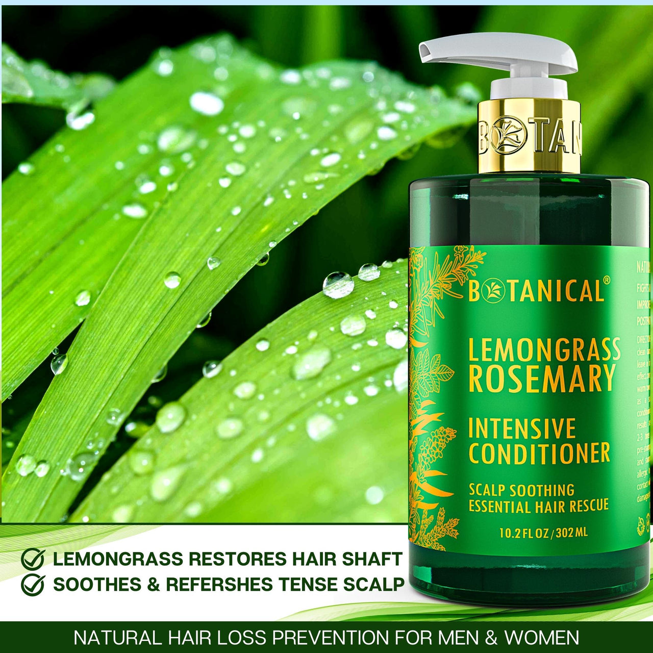Lemongrass & Rosemary Conditioner For Thinning Hair - Scalp Soothing - 10.2 Fl Oz