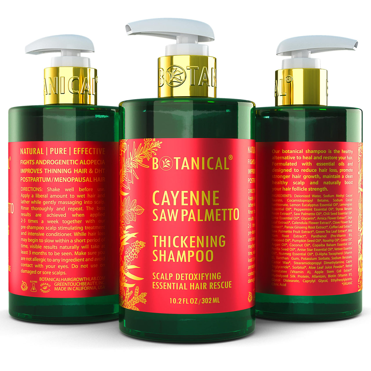 Shampoo For Thinning Hair - Cayenne & Saw Palmetto - Scalp Detoxifying