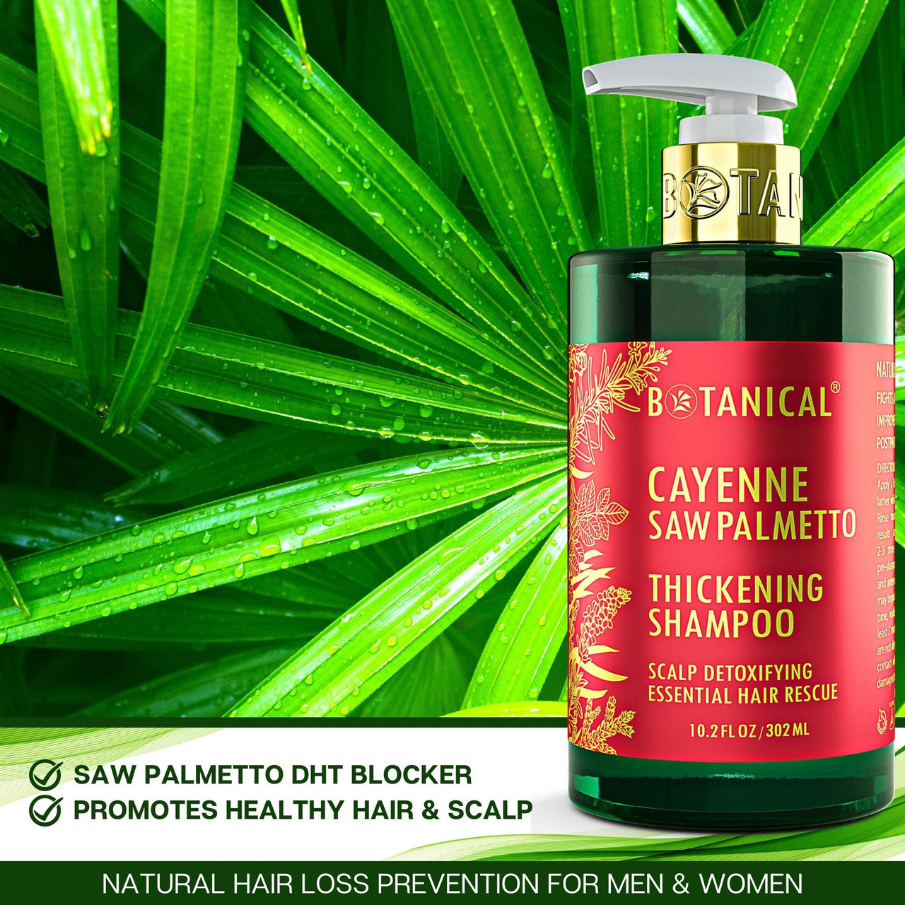 Cayenne Saw Palmetto shampoo for hair thinning prevention