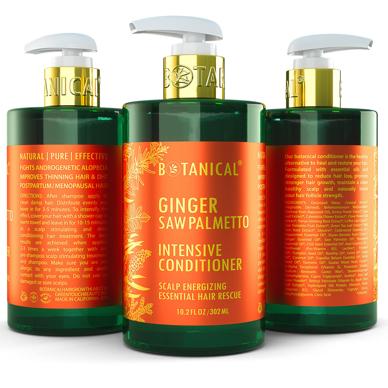 Conditioner For Thinning Hair - Ginger & Saw Palmetto - Scalp Energizing