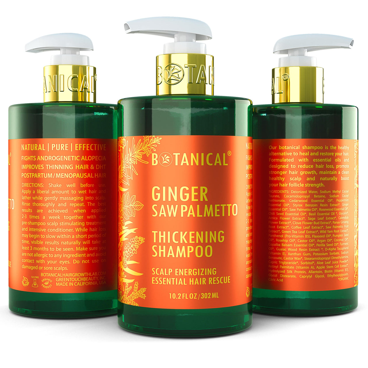 Shampoo For Thinning Hair - Ginger & Saw Palmetto - Scalp Energizing