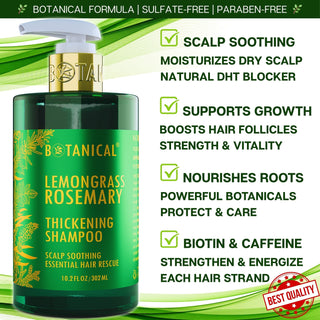 Botanical Lemongrass & Rosemary Thickening Shampoo for hair loss and hair thinning prevention